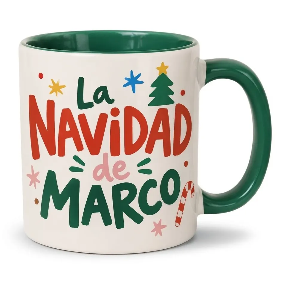 Taza navideña con nombre