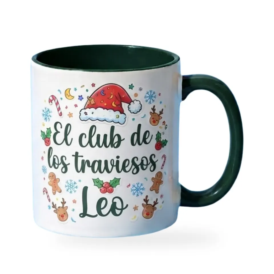 Taza navideña con nombre